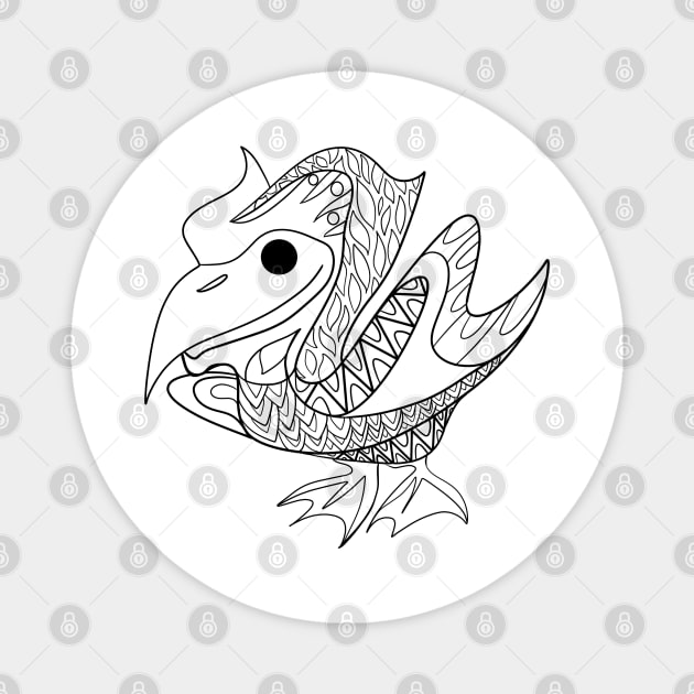 seagull in adult coloring pattern ecopop Magnet by jorge_lebeau